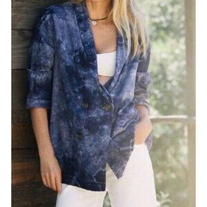ANTHROPOLOGIE AMADI Tie Dye Blazer Violet Blue XS
